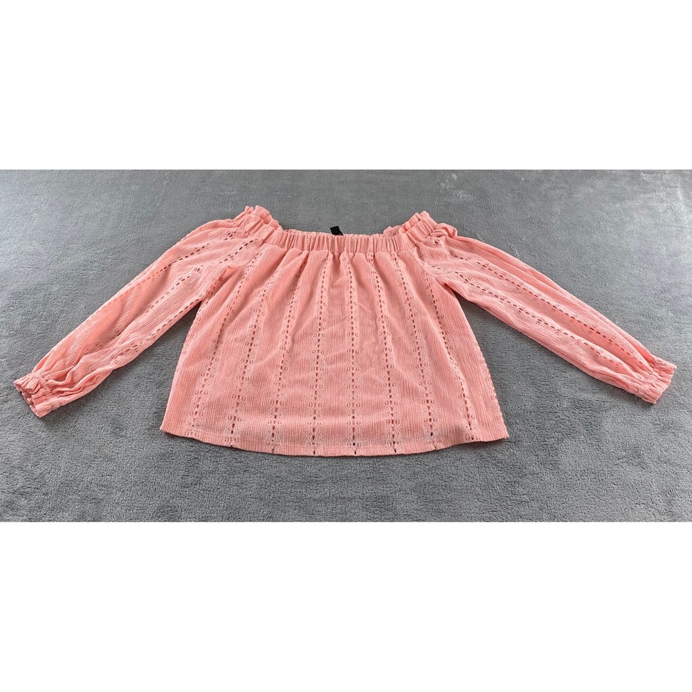 INC International Concepts Womens Coral Pink Eyelet Off Shoulder Blouse Small